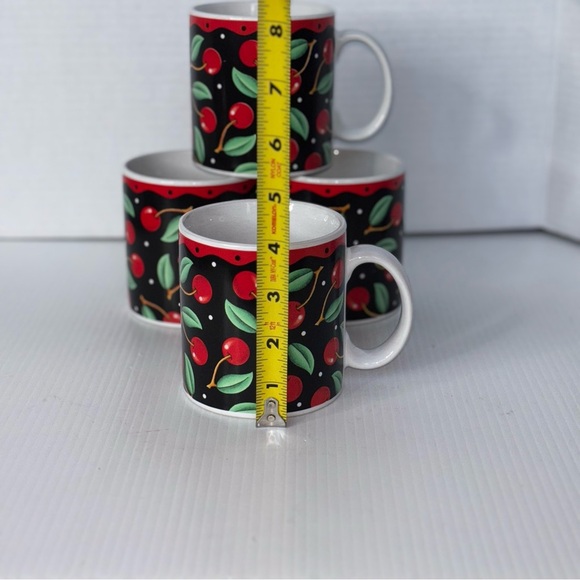 Set of 4 Mary Engelbreit CHERRIES Sakura Stoneware Coffee Tea Cups Mugs - Picture 6 of 7